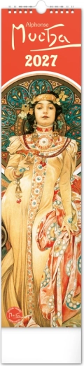 Nástěnný kalendář Alfons Mucha 2027, 12 × 48 cm