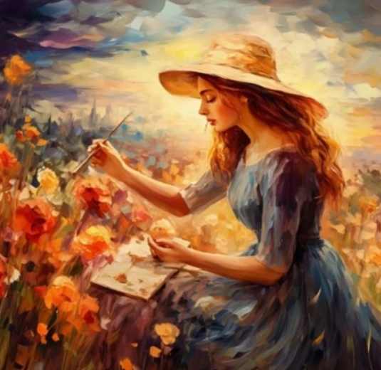 Malování podle čísel – žena v klobouku 40 × 50 cm