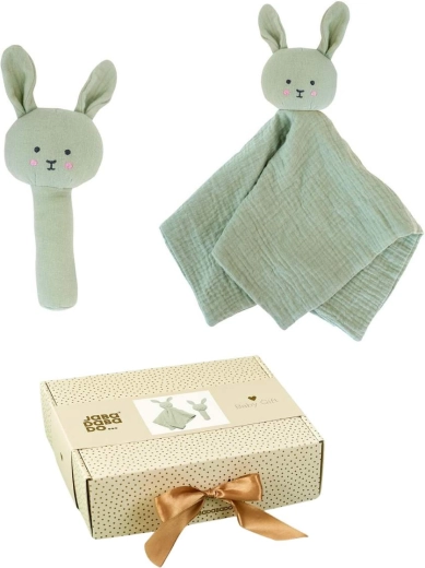 Jabadabado dárková sada pro miminko s muchláčkem a chrastítkem bunny zelená