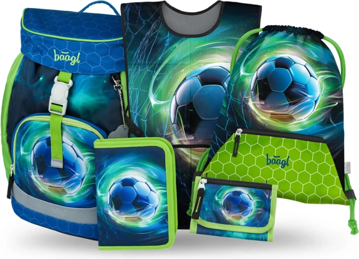 Baagl školní set Airy Fotbal Míč – batoh, penál, sáček, zástěra a peněženka