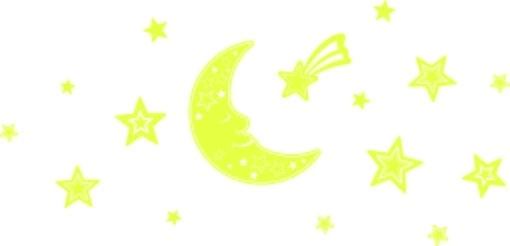 Svítící 3D samolepky na zeď – měsíc a hvězdy