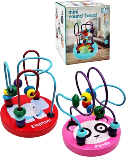 dřevěný korálkový labyrint se zvířátkem