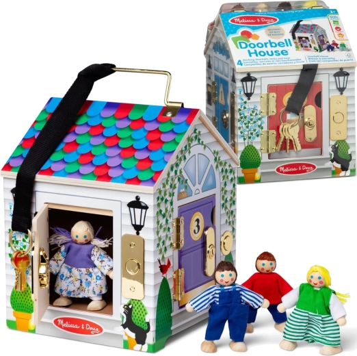 Dřevěný domeček s dveřními zvonky MELISSA & DOUG Doorbell House