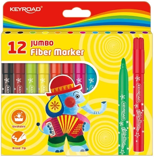 Vypratelné popisovače KEYROAD Jumbo, 12 barev