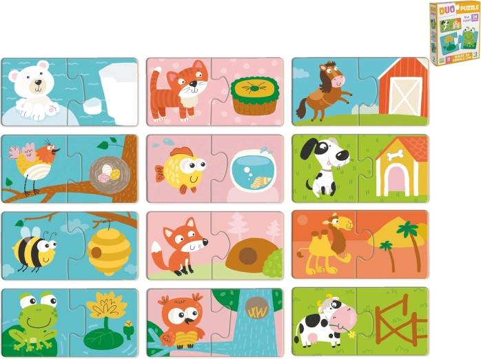 Dětské párovací puzzle Kde bydlí toto zvířátko?