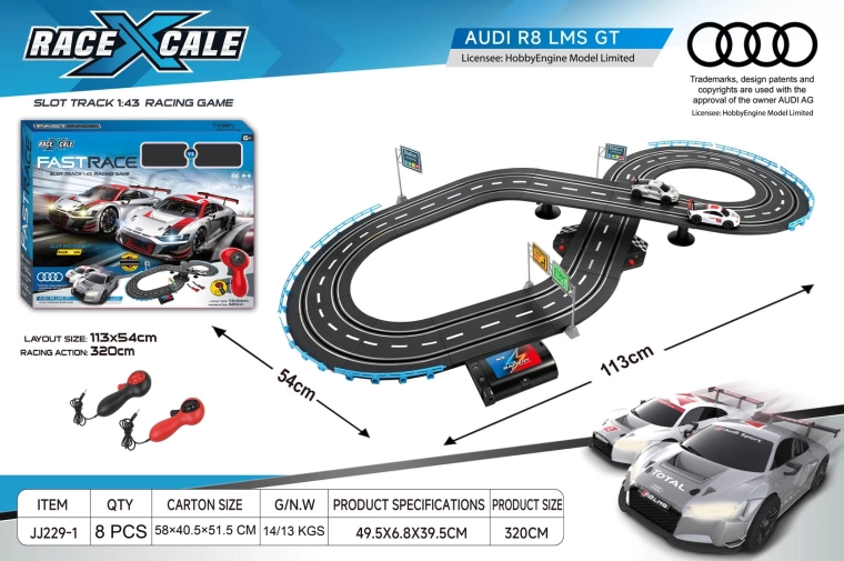 Závodní dráha R/C Audi 1:43, 113 × 54 cm