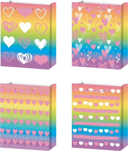 Dárková taška S duhová se srdíčky