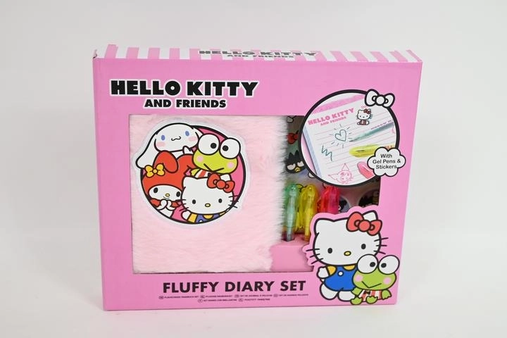 Hello Kitty plyšový mini deník s gelovými pery a samolepkami