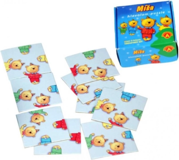 Puzzle hlavolam Míša – 9 kartiček v krabičce