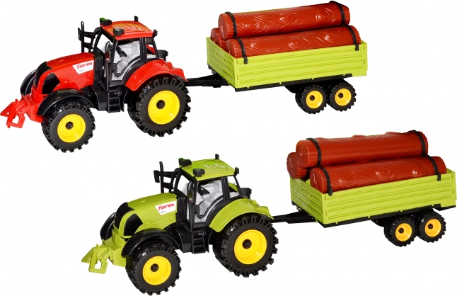 Traktor s vlečkou a kládami 45 cm
