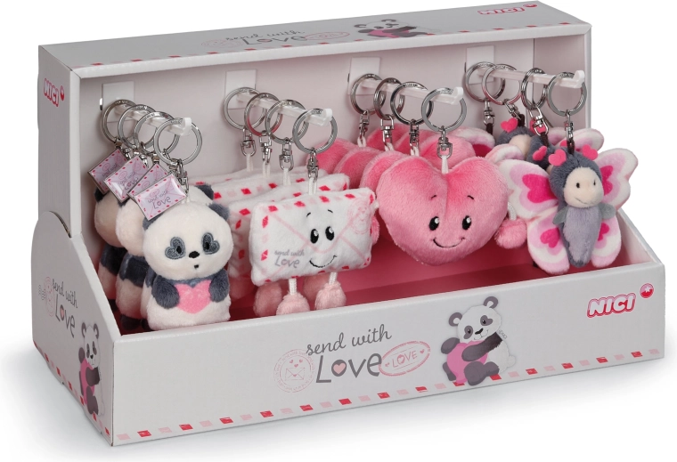 Nici display klíčenky Love 8 cm – dárkový mix 4 motivů (16 ks)