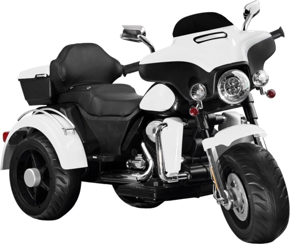 Dětská elektrická motorka chopper se 2 motory, kufrem a světly