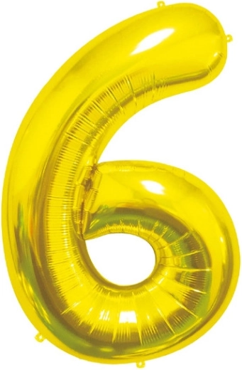 Fóliový balónek číslo 6, zlatý 85 cm