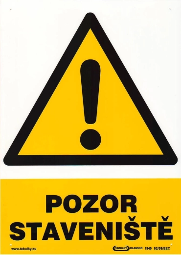 Bezpečnostní tabulka Pozor staveniště A4 plast