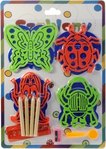 Šablony na kreslení pro děti – sada 8 šablon s pastelkami