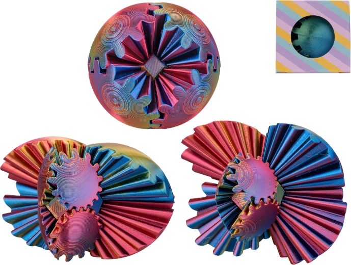 Antistresový hlavolamový míček 6 cm – dvoubarevný spirálový puzzle míč