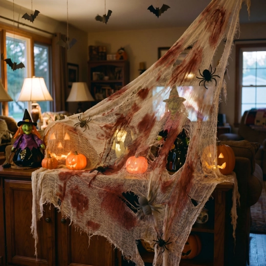 Halloweenová textilní dekorace červeno-bílá 91 x 76 cm