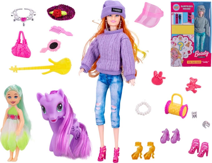 Módní panenka 29 cm s kloubovými končetinami a doplňky