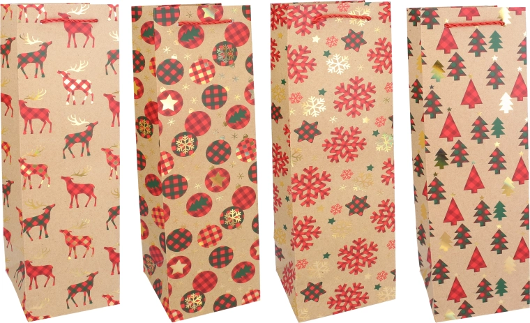 Vánoční dárková taška na láhev M 11 × 38 × 11 cm - 1 kus