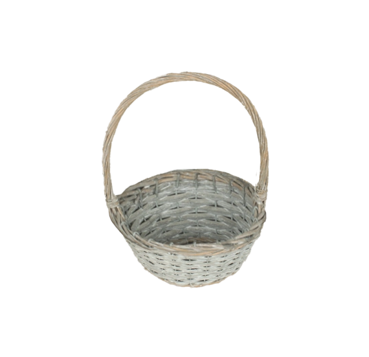 Šedý proutěný košík s rukojetí 20 × 10 × 28 cm