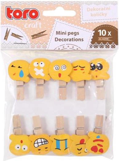 Dřevěné dekorační kolíčky Toro smajlík 10 ks