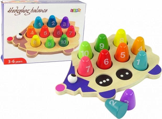Dřevěný ježek – vzdělávací hračka s 10 barevnými kolíčky