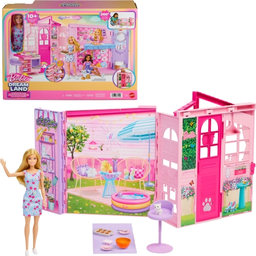 Mattel Barbie Dreamland víkendový domek pro panenky s doplňky a panenkou