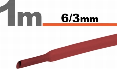 Červená smršťovací bužírka 6/3 mm