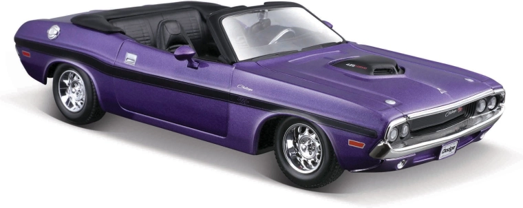 Maisto 1970 Dodge Challenger R/T convertible – kovový model 1:24, fialová metalíza