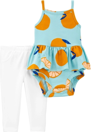 Carter's 2dílný set – body na ramínka a legíny blue orange pro holčičku (6 m)