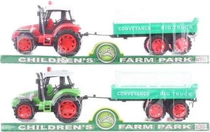 Plastový traktor se setrvačníkem a přívěsem 32 cm