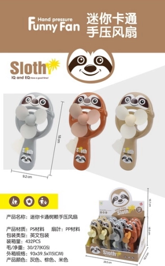 Ruční větráček lenochod 18 cm