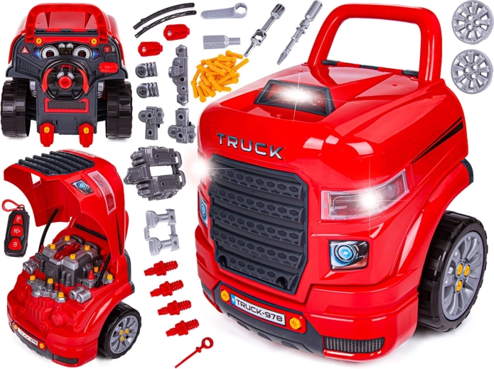 Dětská mechanická dílna – rozebíratelný truck se světly a zvuky (61 dílů)