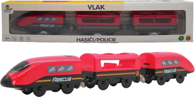 Babu vláček hasiči s magnetickými vagóny na baterie