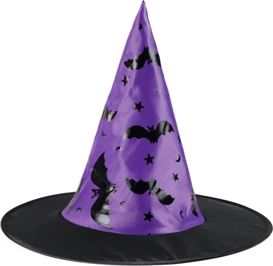 Dětský klobouk čarodějnice s potiskem netopýrů