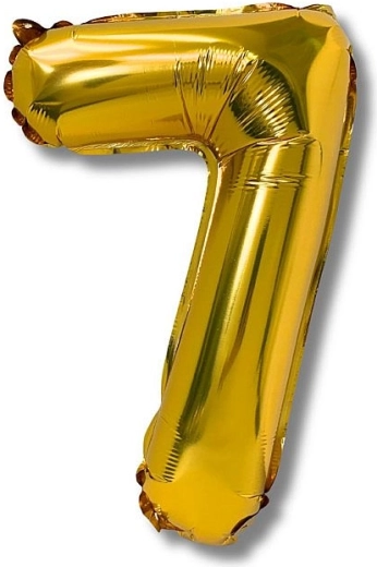 Fóliový balónek číslo 7, 40 cm, zlatý