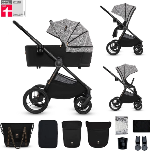 KINDERKRAFT Nea 2 2v1 kombinovaný kočárek Lunar Black Bizuu