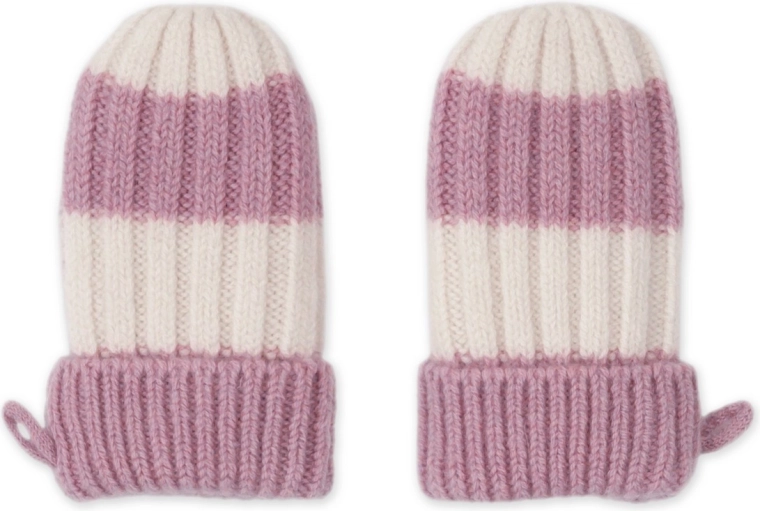 Lodger merino rukavice stripe mauve 0–12 měsíců