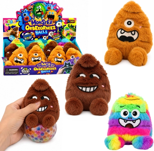 Plyšový mačkací stvůrek monster s třpytkami 8 cm - 1 kus