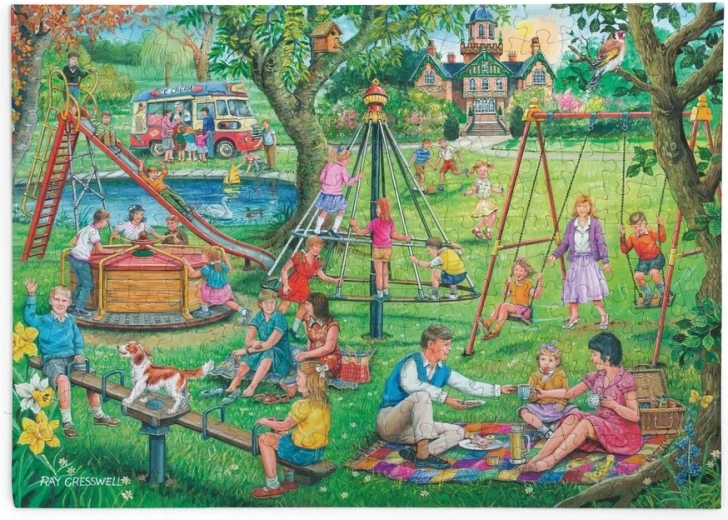 Puzzle Piknik na dětském hřišti s 250 velkými dílky