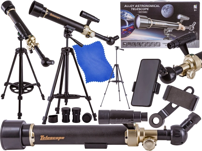 Astronomický teleskop se stativem pro začátečníky s příslušenstvím