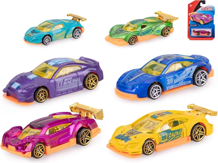 Závodní autíčko 8 cm s volným chodem – kov a plast