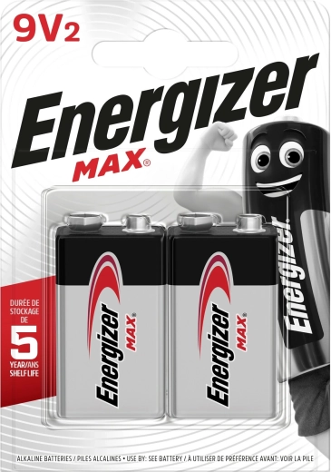 Energizer Max alkalická 9V baterie, 2 ks