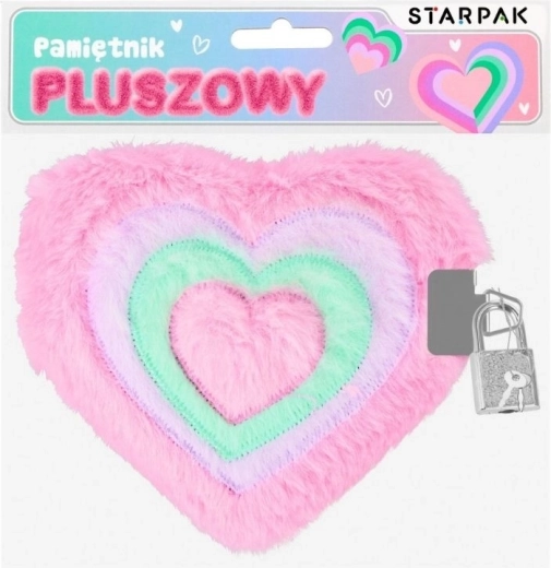 Plyšový deník ve tvaru srdce na zámek
