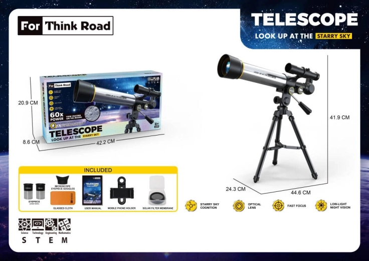 Hvězdářský teleskop Sparkys se stativem a držákem na telefon - 1 kus
