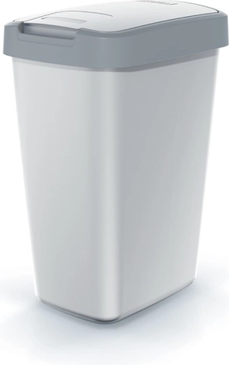 Odpadkový koš Compacta Q Flap 12 l, popelavě šedý se světle šedým víkem