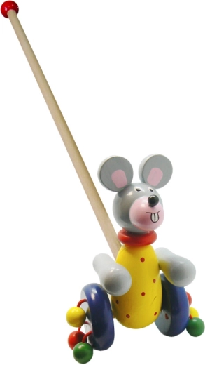 Babu dřevěná myš na tyči pro děti