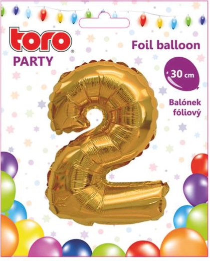 Fóliový balónek číslice 2 30 cm zlatý TORO