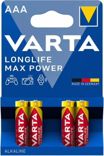 Varta Longlife Max Power AAA mikrotužkové baterie, 4 ks