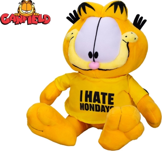 Plyšový kocour Garfield 24 cm – sedící, tričko I hate Mondays